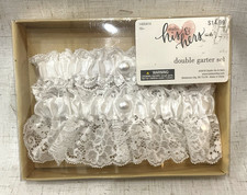 Studio His  Hers Bridal Fashion Show/Wedding White Lacy Double Garter Set NIB