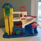 Vintage 1995 Fisher Price Little People Parking Garage Playset Ramp Elevator Car