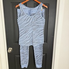 Live Love Lounge Karen Neuburger Blue Zebra 2PC Pajama Set size S