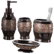 S Dublin Brown Bathroom Accessories Set Complete 4 Pc. Bathroom Sets Accessories