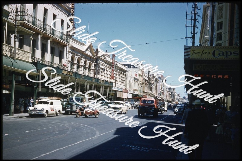Australia Perth Street Scene Signs Cars 35mm Slide 1950s Red Border Kodachrome
