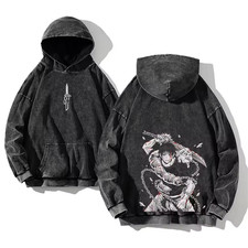 Jujutsu Kaisen Hoodie Toji Fushiguro Vintage Wash Anime Sweatshirt JJK Oversized
