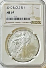 US 2010 $1 American Silver Eagle 1oz Silver MS69 NGC - Classic Brown Label