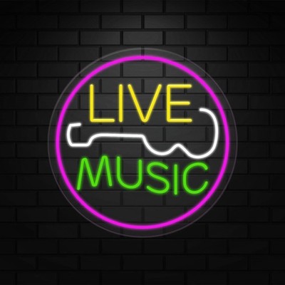 Live Music Sign for Retail Displays | LED Flex Neon | 18''W x 18''H x 1''D