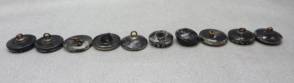 10 botones antiguos vintage de vidrio negro de 5/6" a 11/16" (juego 57) Foto 3 de 4