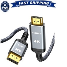 DisplayPort to HDMI Cable 6.6FT 4K 30Hz 2K 60Hz Full HD Braided for Dell NVID...