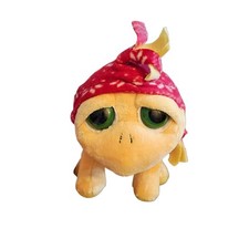 Russ Peepers Green Eyed Shelly Turtle 12" Yellow Plush Fleece Beanie Hat NWT