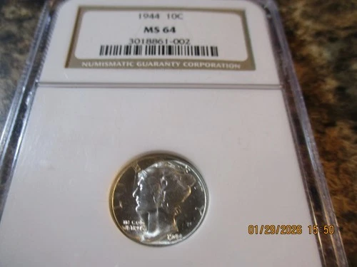 1944 MERCURY DIME NGC MS 64     002