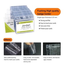 Clear Plastic Horizontal Name Tag Badge ID CardHolders (200) New 3.9?x3.3? (LxW)