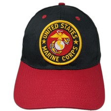 Snapback Hat Black Red One Size United States Marine Corps USMC Military Patch