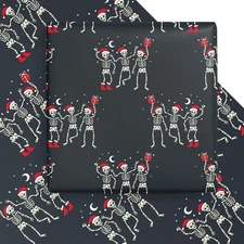 Funny Christmas Wrapping Paper Sheet - 6 Sheets Dancing Skeleton for Christma...