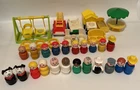 Vintage Fisher Price Little People Figures Lot 34 Pieces Swing Set Fire Truck