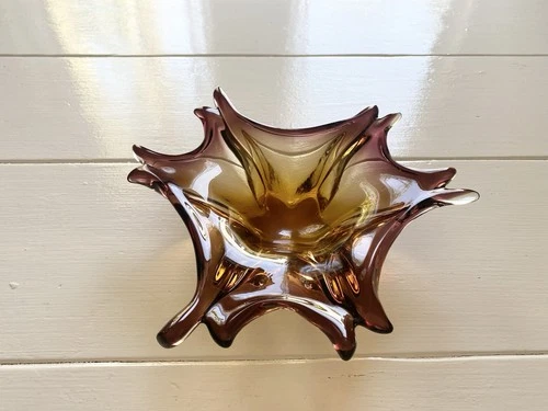 Vintage Murano Art Glass Bowl With Ombre Coloring