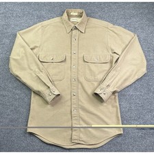St. John's Bay Chamois Shirt Mens Small Tan Khaki Cotton Long Sleeve USA Made