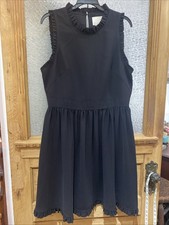 KATE SPADE BLACK SIZE 14 RUFFLE FIT FLARE A-LINE DRESS