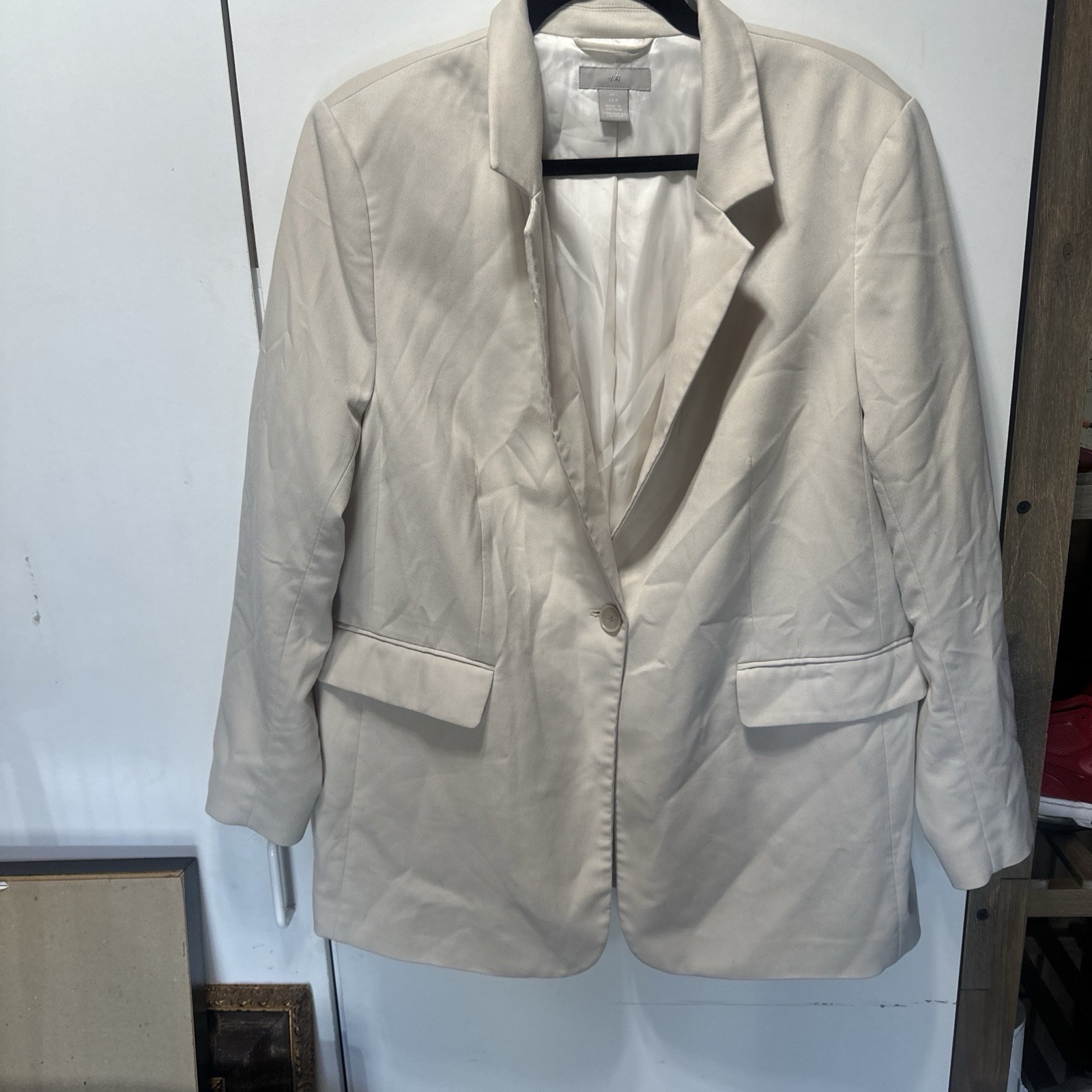 H&M Beige Single Breasted 1-Button Blazer Jacket Women's Size L