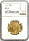 1914 GOLD UNITED STATES $10 DOLLAR INDIAN HEAD COIN NGC MINT STATE 62