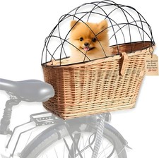 Natural Wicker Dog Bike Basket - 100 Organic Rattan Pet Carrier with Protective
