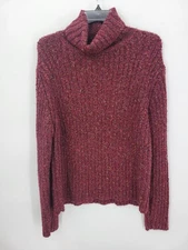 Royal Robbins Sweater Womens XL Maroon Marl Fuzzy Turtleneck Cozy Pullover