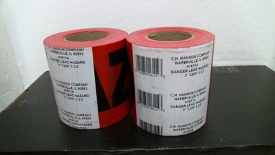 C.H.Hanson Co. 16114 Danger Lead Hazard Tape 3''x 200', 2 per order,FREE SHIPPING