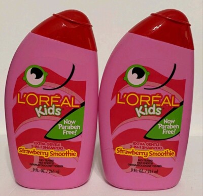 2 X Loreal Paris Strawberry Smoothie 2-in-1 Shampoo Extra Gentle 9 oz ea 