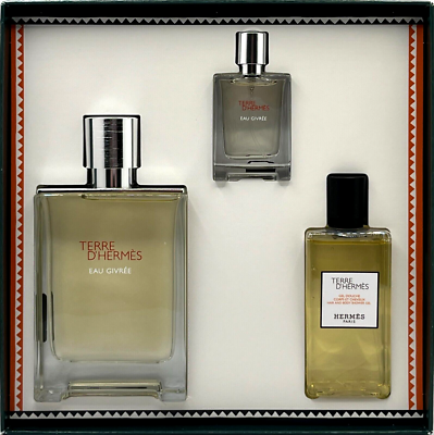 HERMES TERRE D'HERMES EAU GIVREE 3 PCS GIFT SET EDP 3.3 Oz, EDP