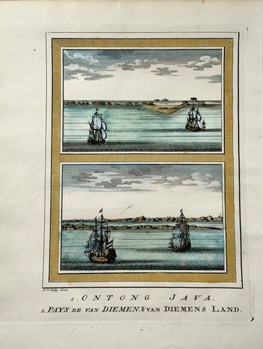 1750 Tasmania, Australia, Java, Schley, hand coloured engraving, foreign topogra - Picture 2 of 2