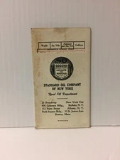 Vintage Standard Oil Company of New York Road Oil Table Chart Pocket Schedule