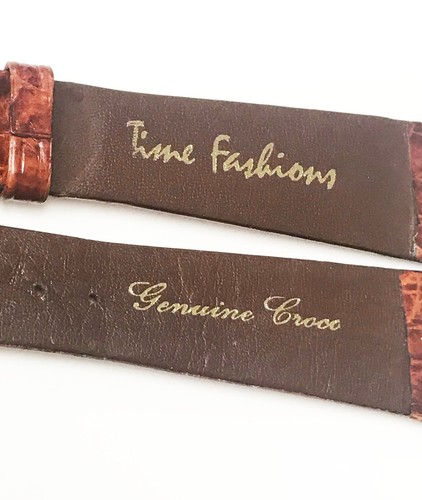 Correa de reloj Time Fashion cuero de cocodrilo genuino tono marrón 20 mm hebilla dorada - Imagen 4 de 5
