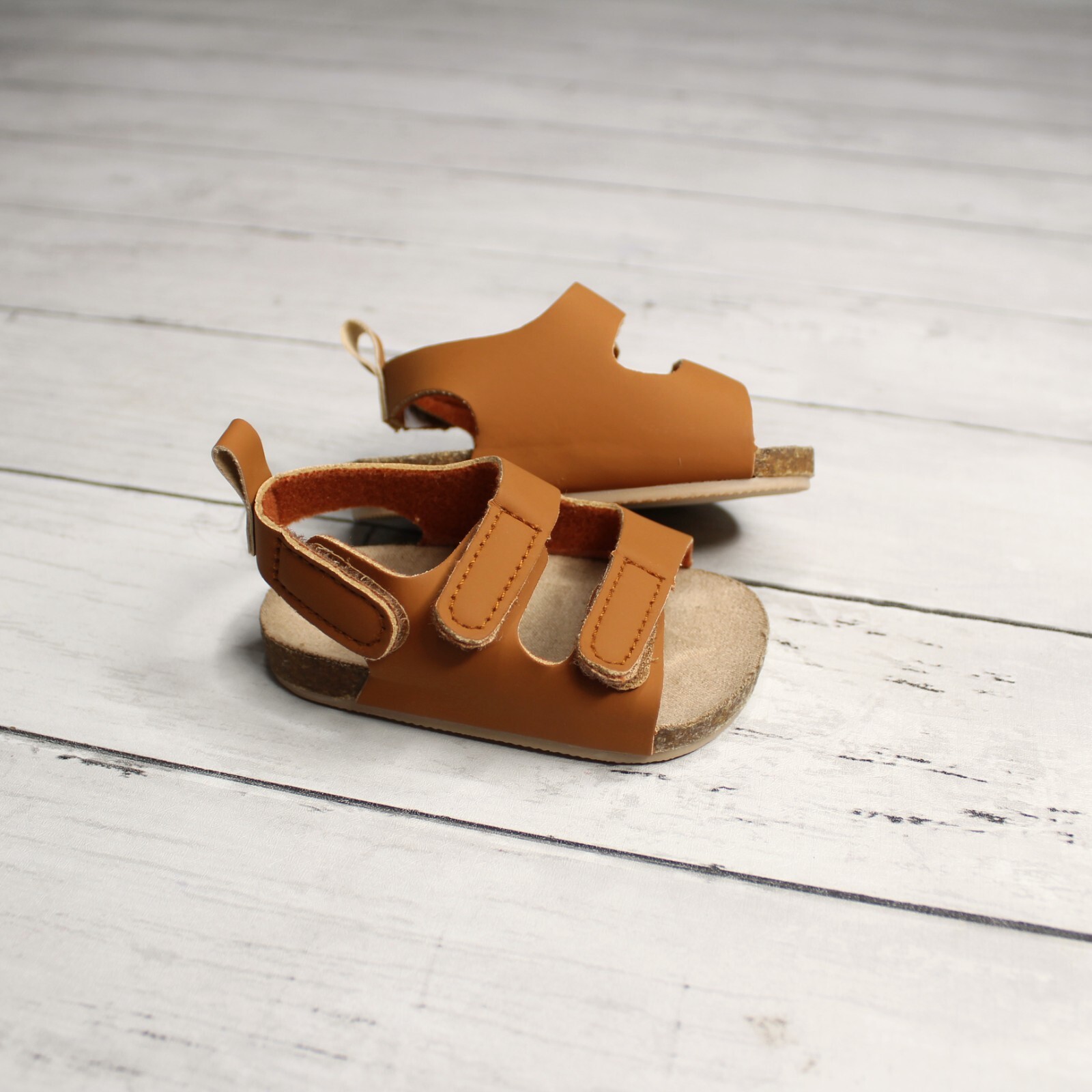 Carter's Baby Boy's Brown Faux Leather Cork Sandals Infant 0-3 Months Size 1