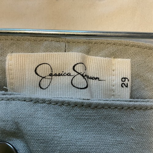 Jessica Simpson Linen Blend Ankle Pants Women Size 29 Tan Pockets Drawstring - Picture 3 of 6