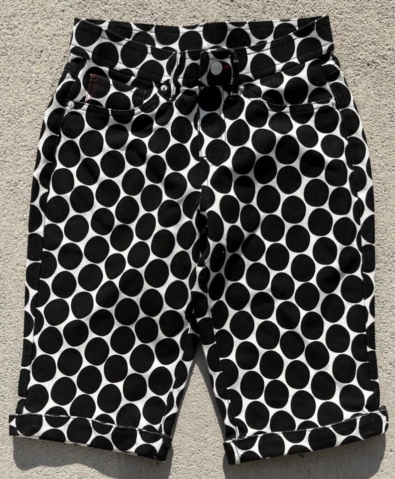 HUE Mujer Org Denim Boyfriend Pantalones Cortos Bermudas Negro Lunares X-Pequeño 0-2 Cintura 21" Foto 2 de 4