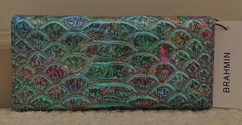 Brahmin VERONICA Trifold Envelope Wallet FRISKY MONTEGO Blue Multi Metallic NWT - Picture 5 of 11