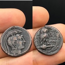Unresearched Collectible Roman Greek Athena Attica owl bronze coated Rare coin