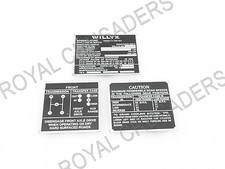 NOMENCLATURE TRANSMISSION SPEED INSTRUCTION ALUMINIUM PLATE FOR NEW WILLYS #G353