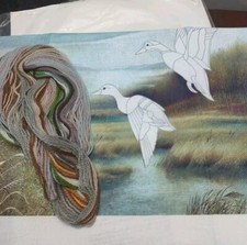 Vintage Simplicity Stitchery Marshland Mallards 14 X 11 Crewel Yarn Kit 05012