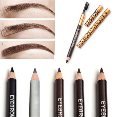 LEOPARD EYELINER STRASSSTIFT + BÜRSTE AUGENBRAUENKAMM WASSERDICHT BRAUNTON 