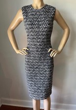 NWT St. John Collection Dress Women's size 8 Navy tweed knit sheath
