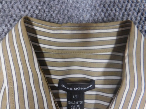 Club Monaco Mens Shirt Large olive striped button down - Picture 7 of 13