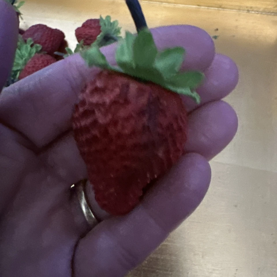 Lote de 24 accesorios de decoración de cocina rojos realistas de fresas sintéticas de cerámica vintage Foto 3 de 4