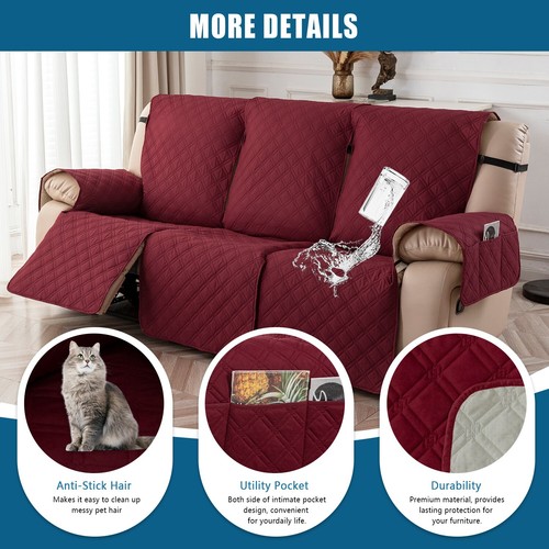 Waterproof non-slip sofa cover recliner 3 seats, furniture protection decoration - Picture 20 of 94