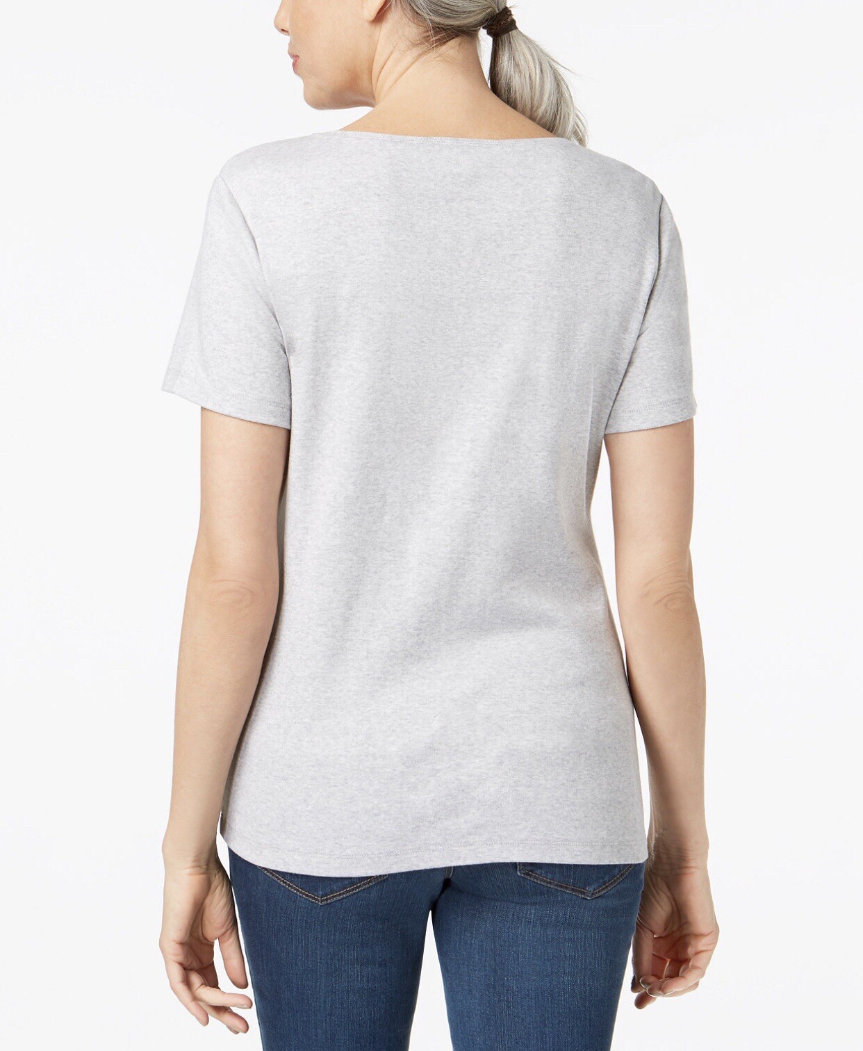 Karen Scott Women's 100Cotton Graphic TShirt Americana Gray Size PS