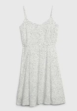 Gap Cami Summer Print Dress Strappy Polka Dot White w/ Black Dots Sz 10 New NWT