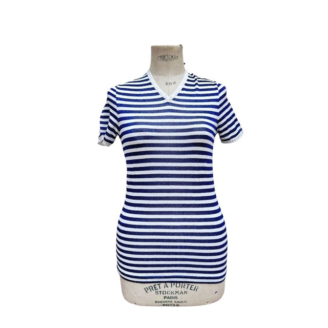 Yves Saint Laurent  White Navy striped t-shirt Size S