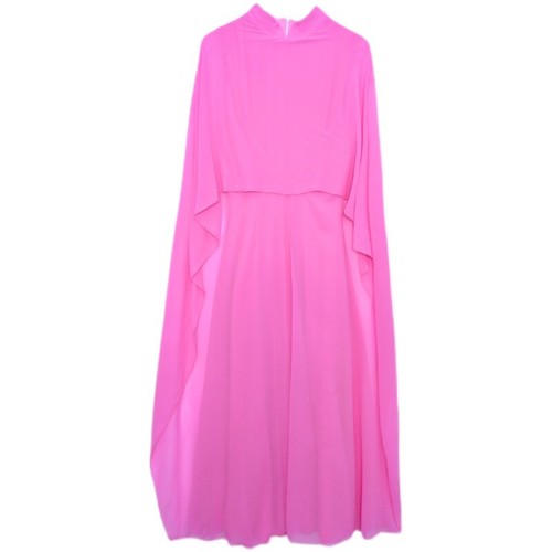 Lady Elegant Fake Two Pieces Cloak Long Dress Chiffon Pleated Chinese Dress Thin - Picture 11 of 16