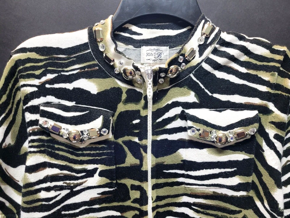Cárdigan/suéter para mujer JUST B estampado animal talla M adornado manga S Foto 4 de 4