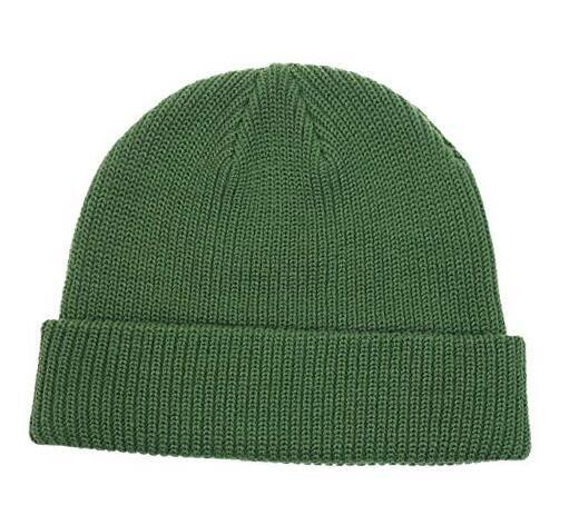 Men's Warm Acrylic Knit Beanie Cap in Army Green