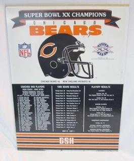 Atari TEMPEST Metal Poster Reverse Chicago Bears Super Bowl XX Champion Roster