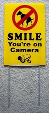 NO DOG POOP - SMILE YOU'RE ON CAMERA 8"X12" Plastic Coroplast Sign with Stake y