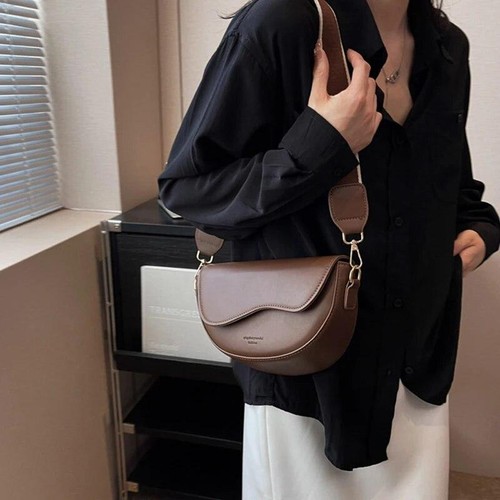 Small Square Bag Pu Leather Crossbody Bag for Women with Fashionable Wide Should - Picture 11 of 23